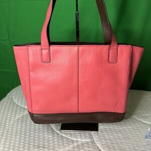 DayTimer Leather Business Office Paperwork IPad Tote Purse Pink Brown